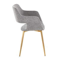 Margarite Contemporary Dining/Accent Chair in Gold Metal and Grey Fabric by LumiSource - Set of 2