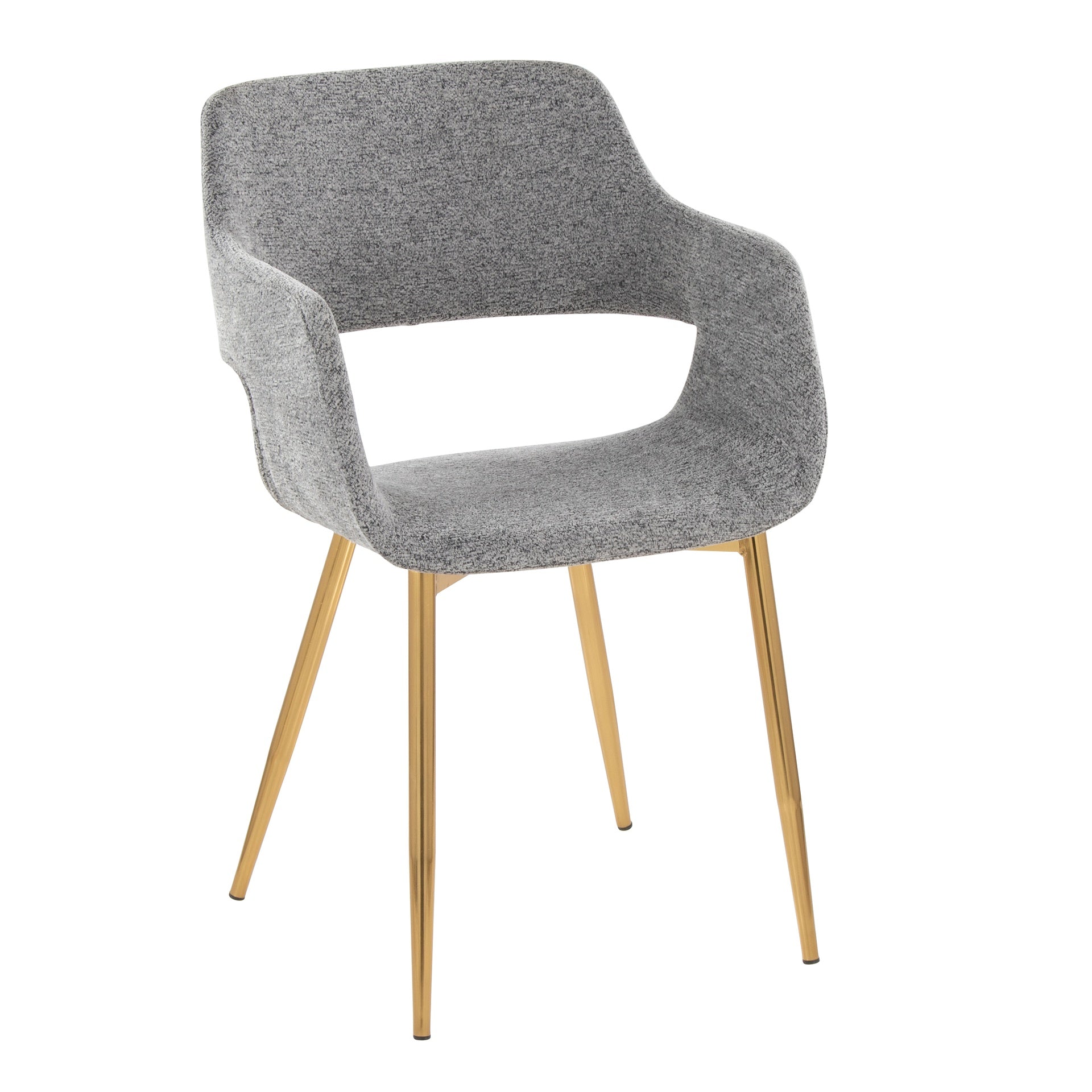 Margarite Contemporary Dining/Accent Chair in Gold Metal and Grey Fabric by LumiSource - Set of 2