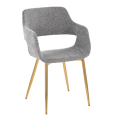 Margarite Contemporary Dining/Accent Chair in Gold Metal and Grey Fabric by LumiSource - Set of 2