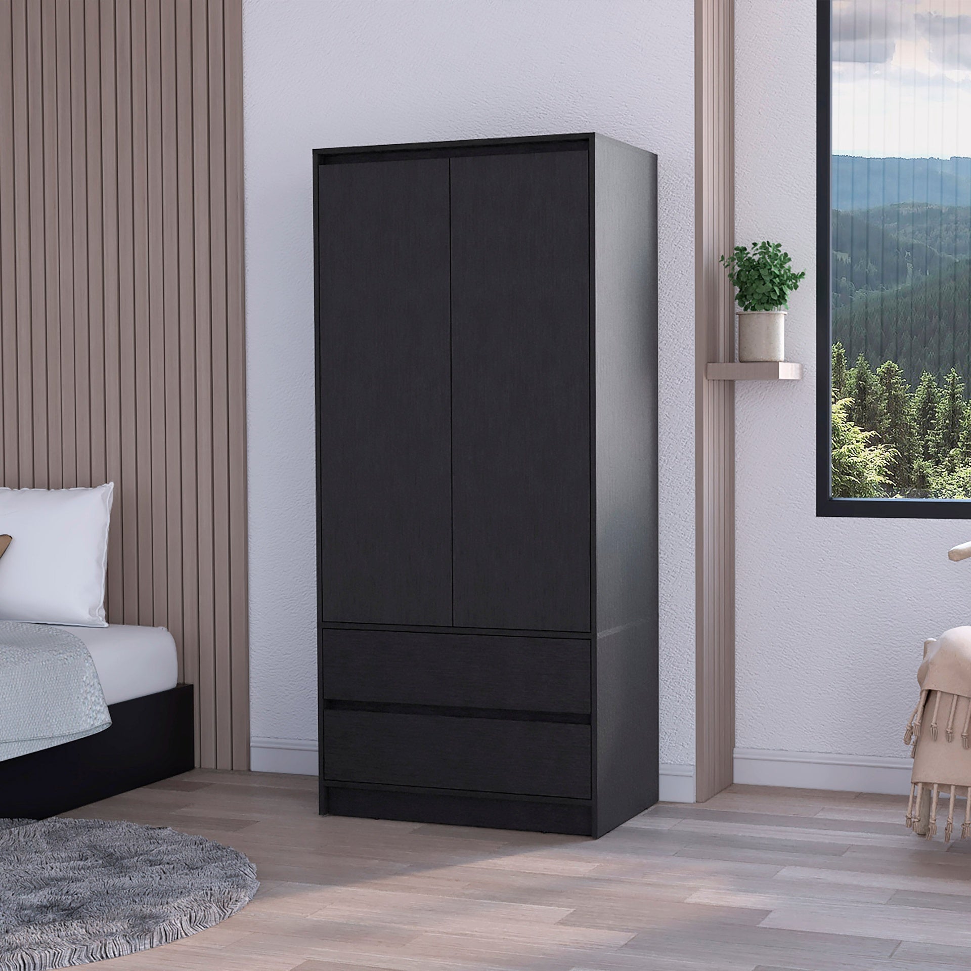 Wenge 2-Drawer Armoire