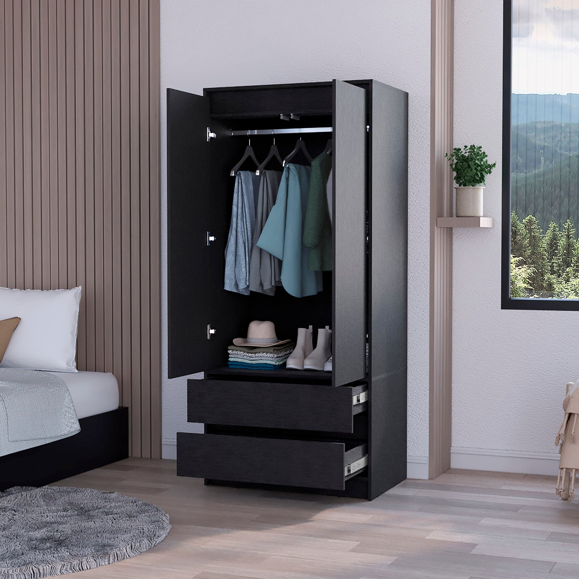 Wenge 2-Drawer Armoire