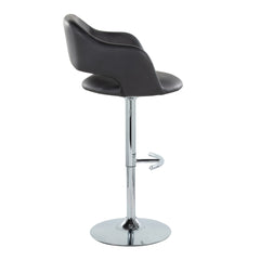 Margarite Contemporary Ajustable Barstool with Swivel in Chrome Metal and Black Faux Leather with Rounded T Footrest by LumiSource - Set of 2