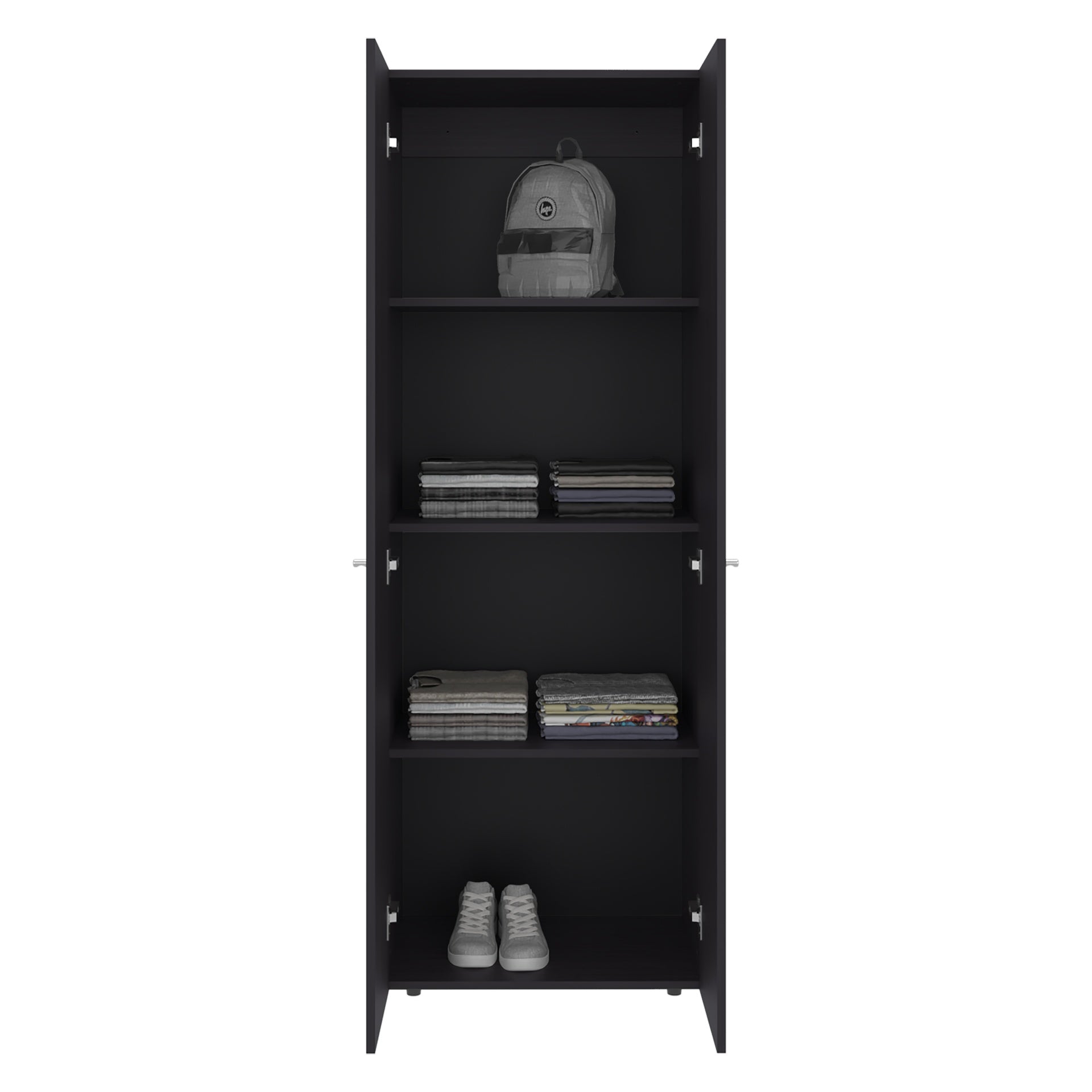 FM FURNITURE World 2-Door Tall Wardrobe Cabinet, 4 Shelves, Vertical Storage, 66.9 inchH 鈥 Bedroom, Wenge