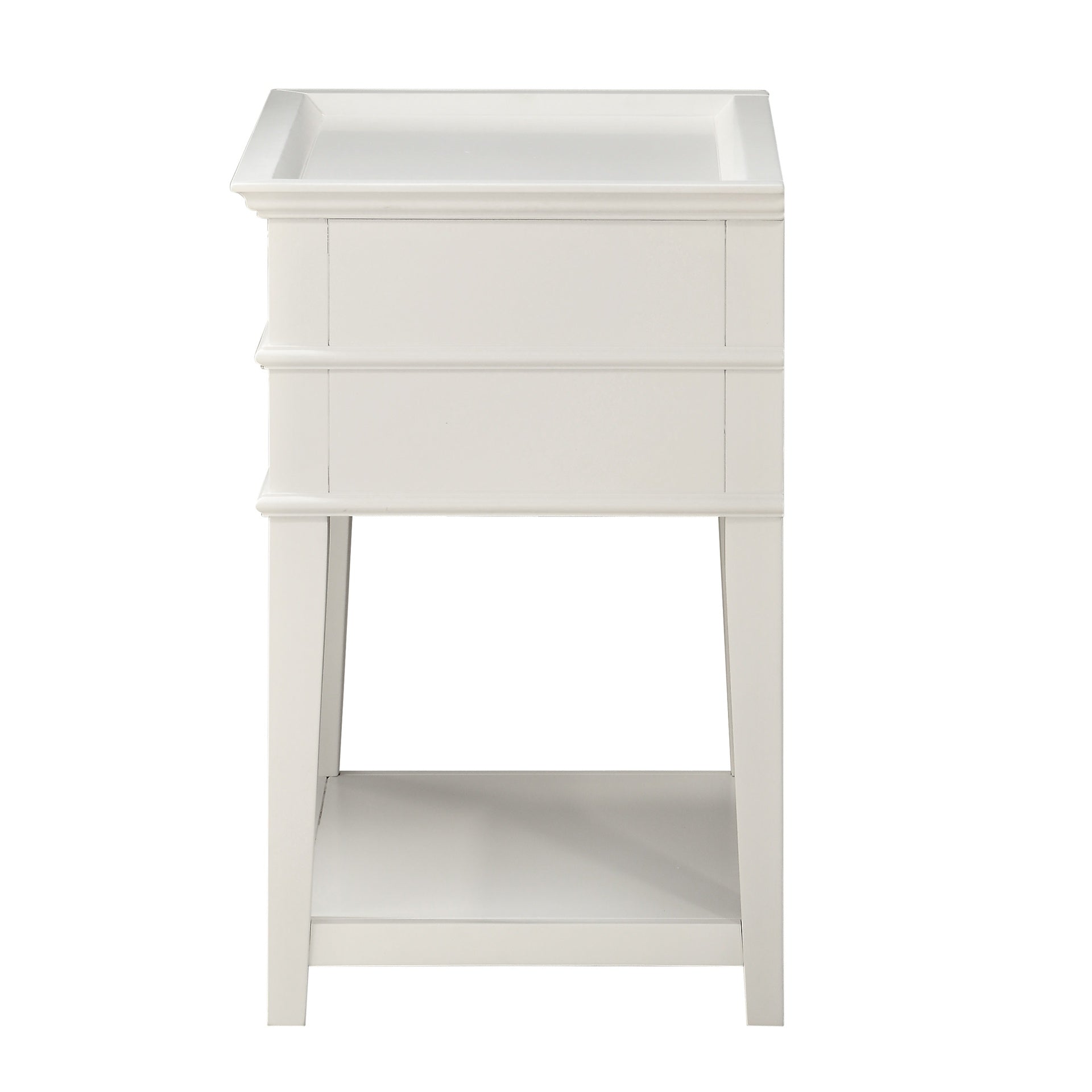 Carmona White 2-Drawer Tray Top Nightstand