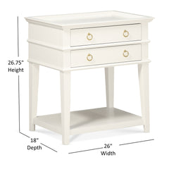 Carmona White 2-Drawer Tray Top Nightstand