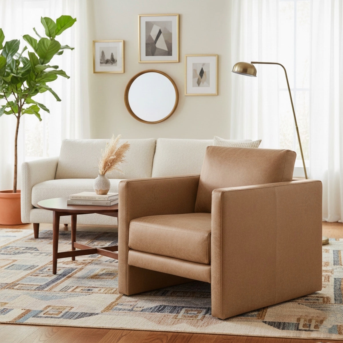 Tulo Honey Brown Faux Leather Arm Chair