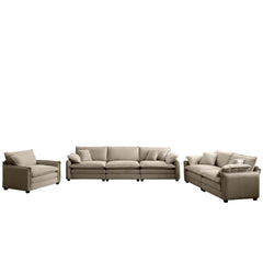 3 Piece  Comfortable Oversized Sectional Sofa, One Single Sofa and One 2-Seater Sofa and One 3-Seater Sofa ,Tan Corduroy Deep Seat Sofa