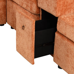 120.5" L-shaped Convertible Sofa Bed Modular Sectional Sofa Reversible Sleeper with Pull-Out Bed, Cup Holders, and Ample Storage Space for Living Room, Orange