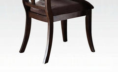 Keenan Brown Microfiber & Dark Walnut Finish Side Chair (Set of 2)