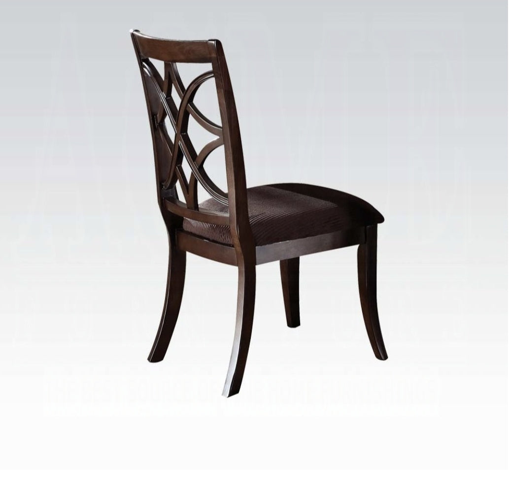 Keenan Brown Microfiber & Dark Walnut Finish Side Chair (Set of 2)