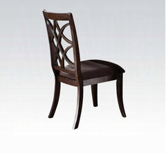 Keenan Brown Microfiber & Dark Walnut Finish Side Chair (Set of 2)