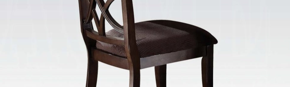 Keenan Brown Microfiber & Dark Walnut Finish Side Chair (Set of 2)