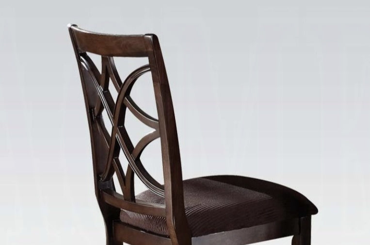 Keenan Brown Microfiber & Dark Walnut Finish Side Chair (Set of 2)