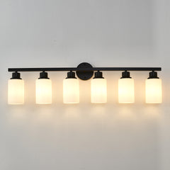 6-Light Matte Black Wall Lamps with White Glass Shades (No Bulbs) Sconce Lighting for Bedroom Living Room