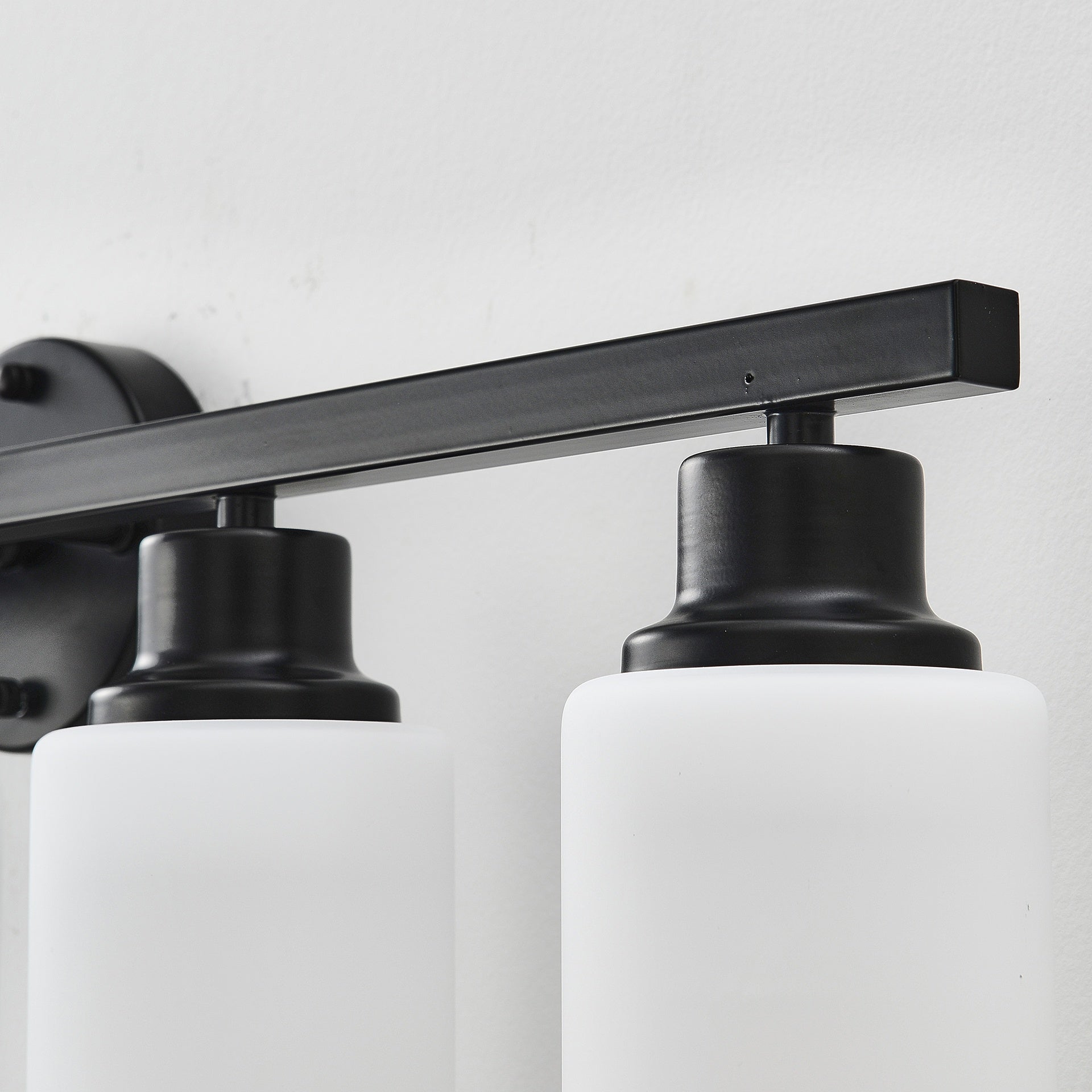 6-Light Matte Black Wall Lamps with White Glass Shades (No Bulbs) Sconce Lighting for Bedroom Living Room