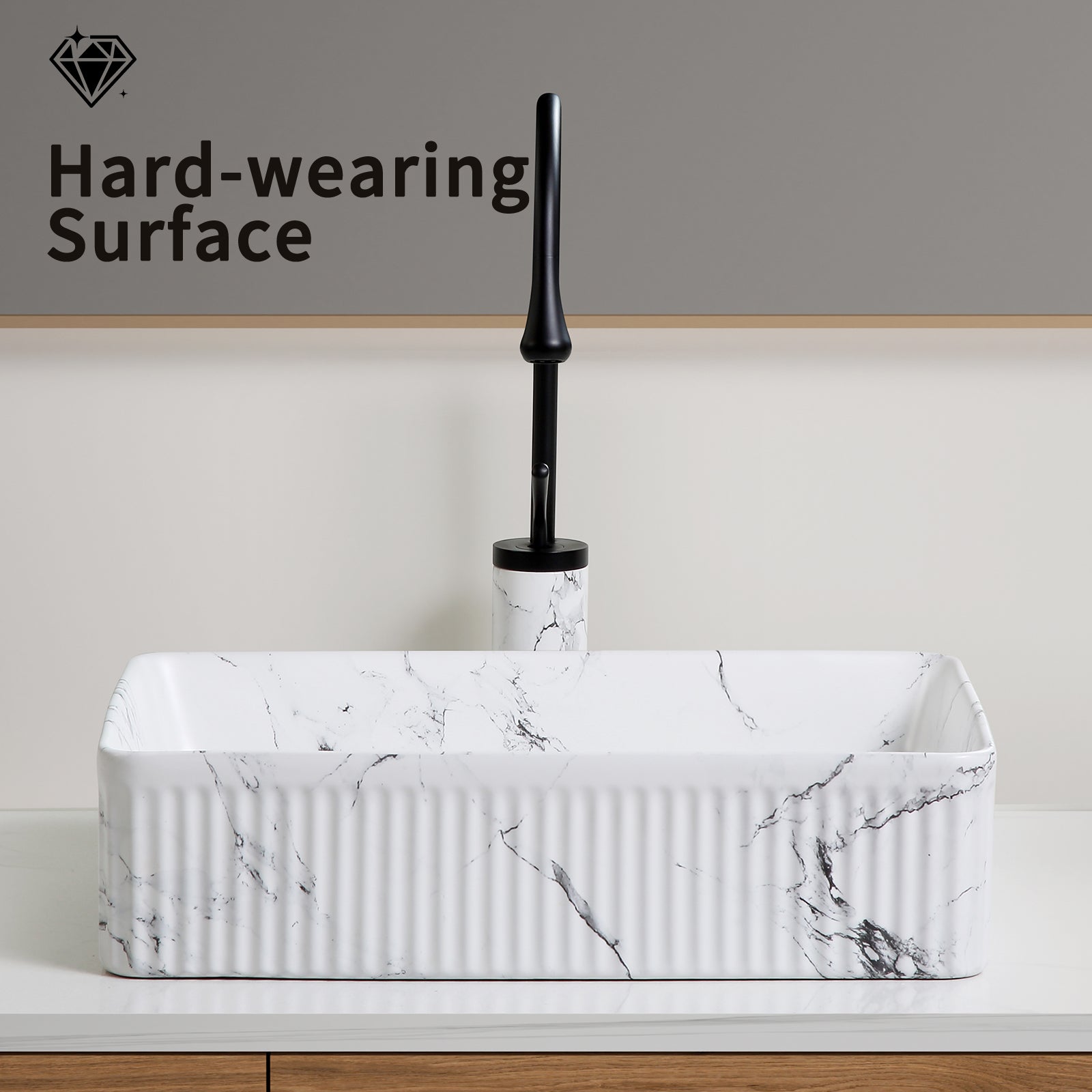 Oval Vessel Sink Black White Marble 20x14 Inch Bathroom Vessel Sink rectangle Above Counter Sink,Porcelain Ceramic Countertop Washing Art Basin for Vanity Lavatory Bath Cabinet with art faucet Darin