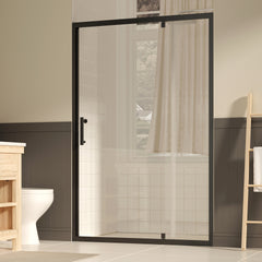 47-49" W ×72" H Pivot Shower Door, 1/4"(6mm) SGCC Clear Tempered Glass Shower Door with Explosion Film, Nano Easy-Clean Coating, Reversible Installation, Matte Black