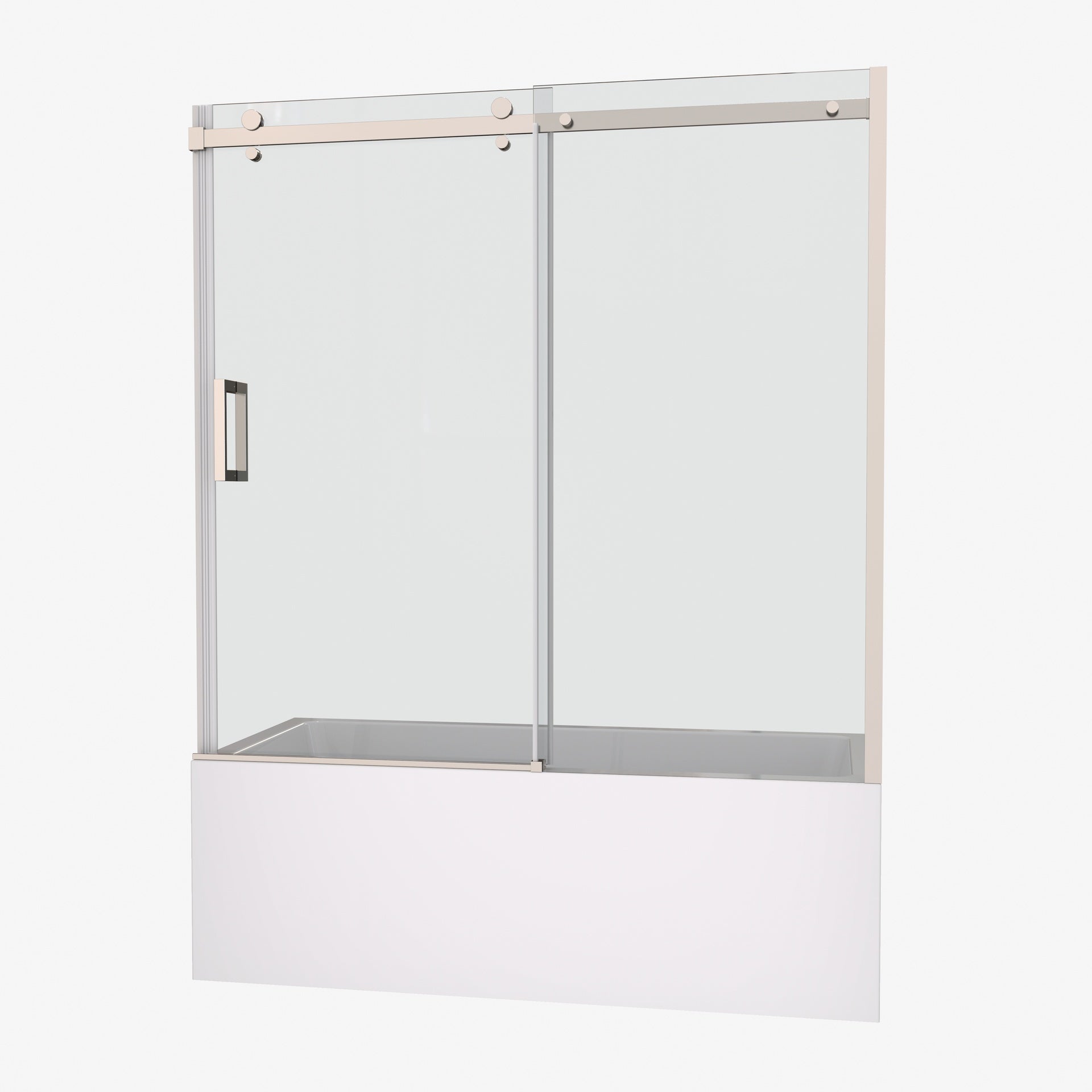 Bathtub shower door, sliding door, with 5/16" tempered glass and Polished finish 6058