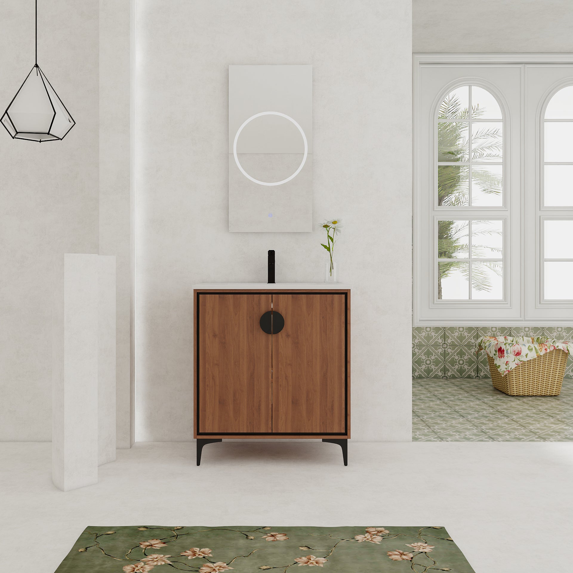 30 "Bathroom Vanity, 2 doors, Bathroom Cabinet Vanity Freestanding Cabinet Engineered Wood with sink