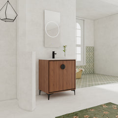30 "Bathroom Vanity, 2 doors, Bathroom Cabinet Vanity Freestanding Cabinet Engineered Wood with sink