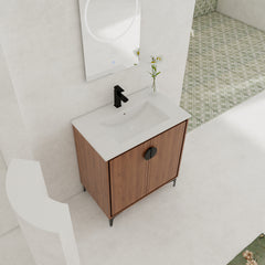 30 "Bathroom Vanity, 2 doors, Bathroom Cabinet Vanity Freestanding Cabinet Engineered Wood with sink