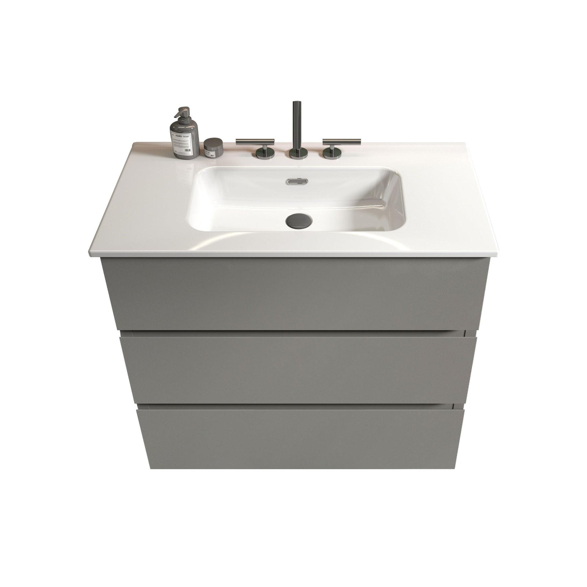 TIA 36" Gray  Bathroom Vanity with Sink with 3 Faucet Holes, Large Storage Freestanding Bathroom Vanity for Modern Bathroom, One-Piece White Sink Basin without Drain and Faucet, Pre-assembled