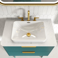BB12-18-101, Integrated White Ceramic Basin, Drain NOTIncluded