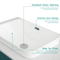 BB12-18-101, Integrated White Ceramic Basin, Drain NOTIncluded