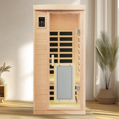 Low EMF Front door with heating panel One people Hemlock Far-infrared Indoor sauna room