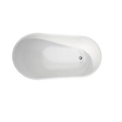 Premium High-back Acrylic Free Standing Bath tubs,Oval-Shape  Stand Alone White Soaker Tub(59×32 Inch)