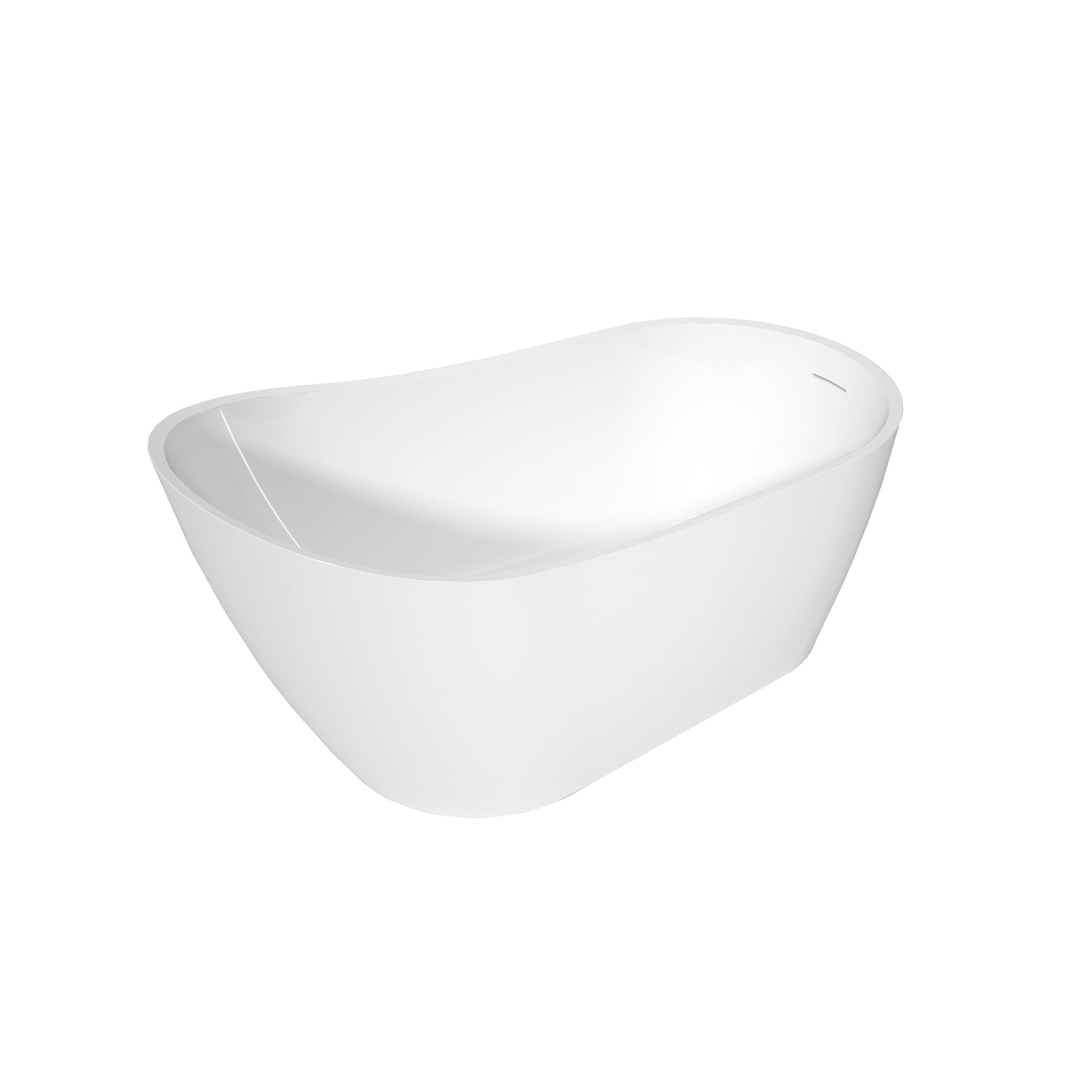 Premium High-back Acrylic Free Standing Bath tubs,Oval-Shape  Stand Alone White Soaker Tub(59×32 Inch)