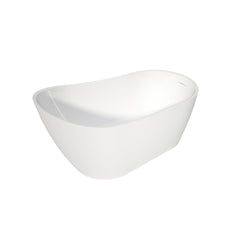 Premium High-back Acrylic Free Standing Bath tubs,Oval-Shape  Stand Alone White Soaker Tub(59×32 Inch)