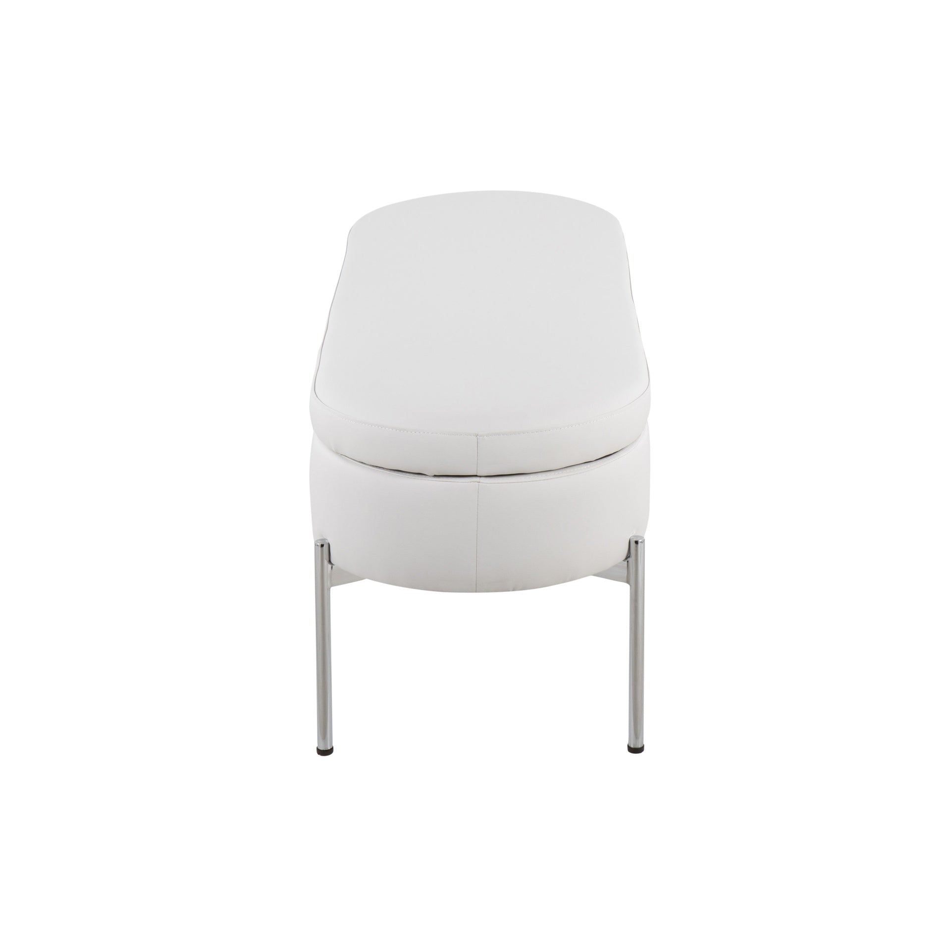 Chloe Contemporary/Glam Bench in Chrome Metal and White Faux Leather by LumiSource