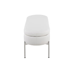Chloe Contemporary/Glam Bench in Chrome Metal and White Faux Leather by LumiSource