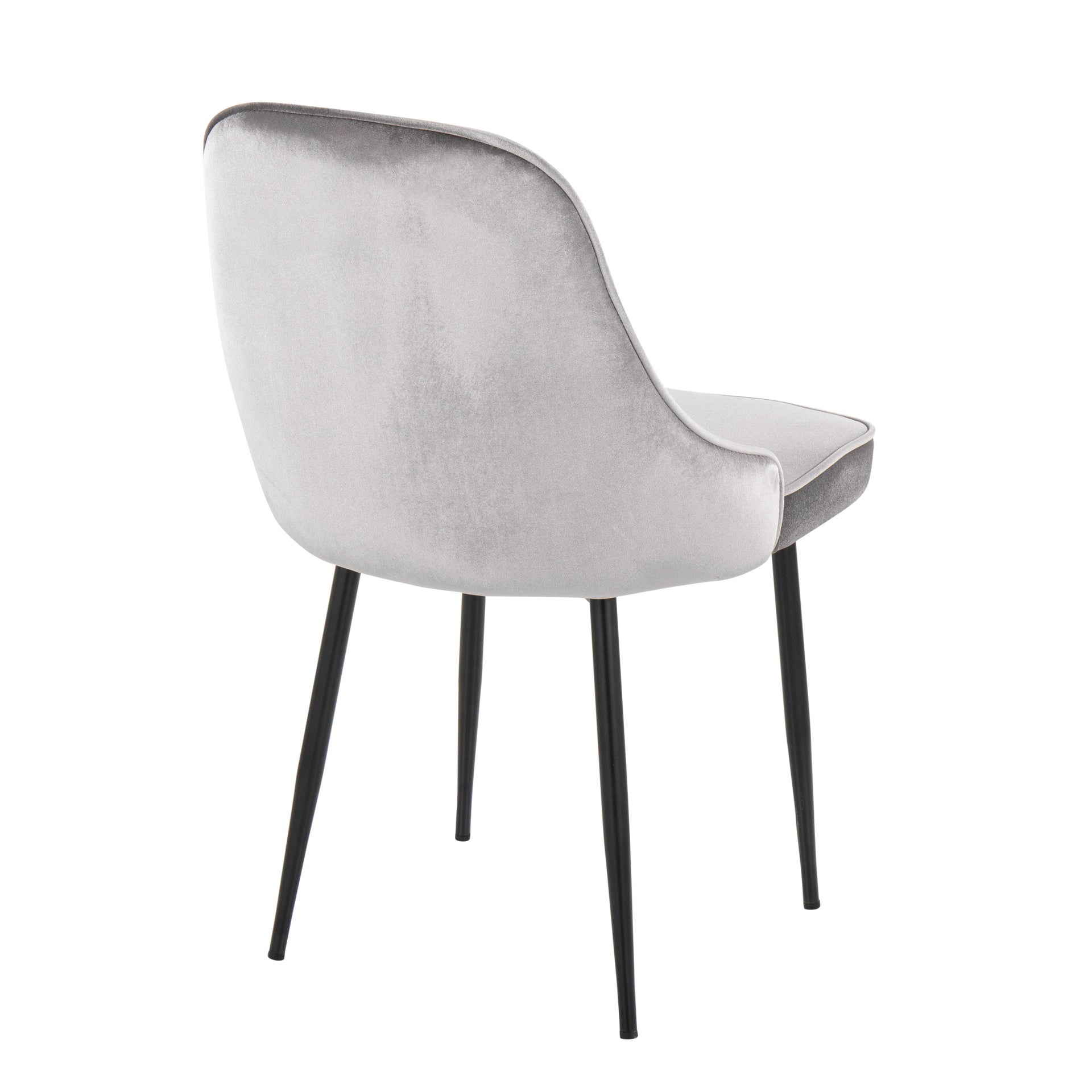 Marcel Contemporary Dining Chair with Black Frame and Silver Velvet Fabric by LumiSource - Set of 2