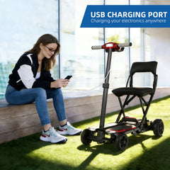 SOLAX 4-Wheel Remote Folding Mobility Scooter for Adults and Seniors, super lightweight and compact plus NFC Electric Foldable Mobility Scooter With Suspenion capacity.