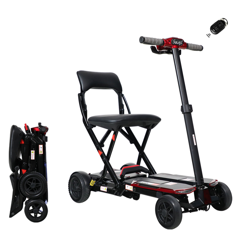 SOLAX 4-Wheel Remote Folding Mobility Scooter for Adults and Seniors, super lightweight and compact plus NFC Electric Foldable Mobility Scooter With Suspenion capacity.