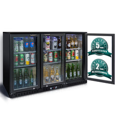 ORIKOOL Beverage Refrigerators Cooler  53 inch 3 Glass Door Back Bar, 480 Cans Commercial Display Bar Fridge for Beer Wine and Drink 11.3 Cu.Ft