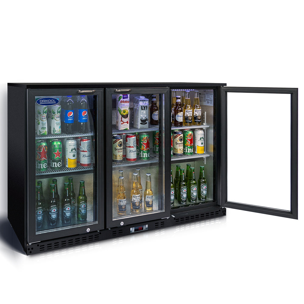 ORIKOOL Beverage Refrigerators Cooler  53 inch 3 Glass Door Back Bar, 480 Cans Commercial Display Bar Fridge for Beer Wine and Drink 11.3 Cu.Ft