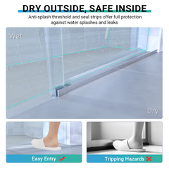 56" - 60" W x 76" H Single Sliding Shower Door, Frameless Bathroom Sliding Door with 1/4" (6mm) Tempered Glass for Walk-in Shower, Brushed Nickel CM-25D06-60BNX