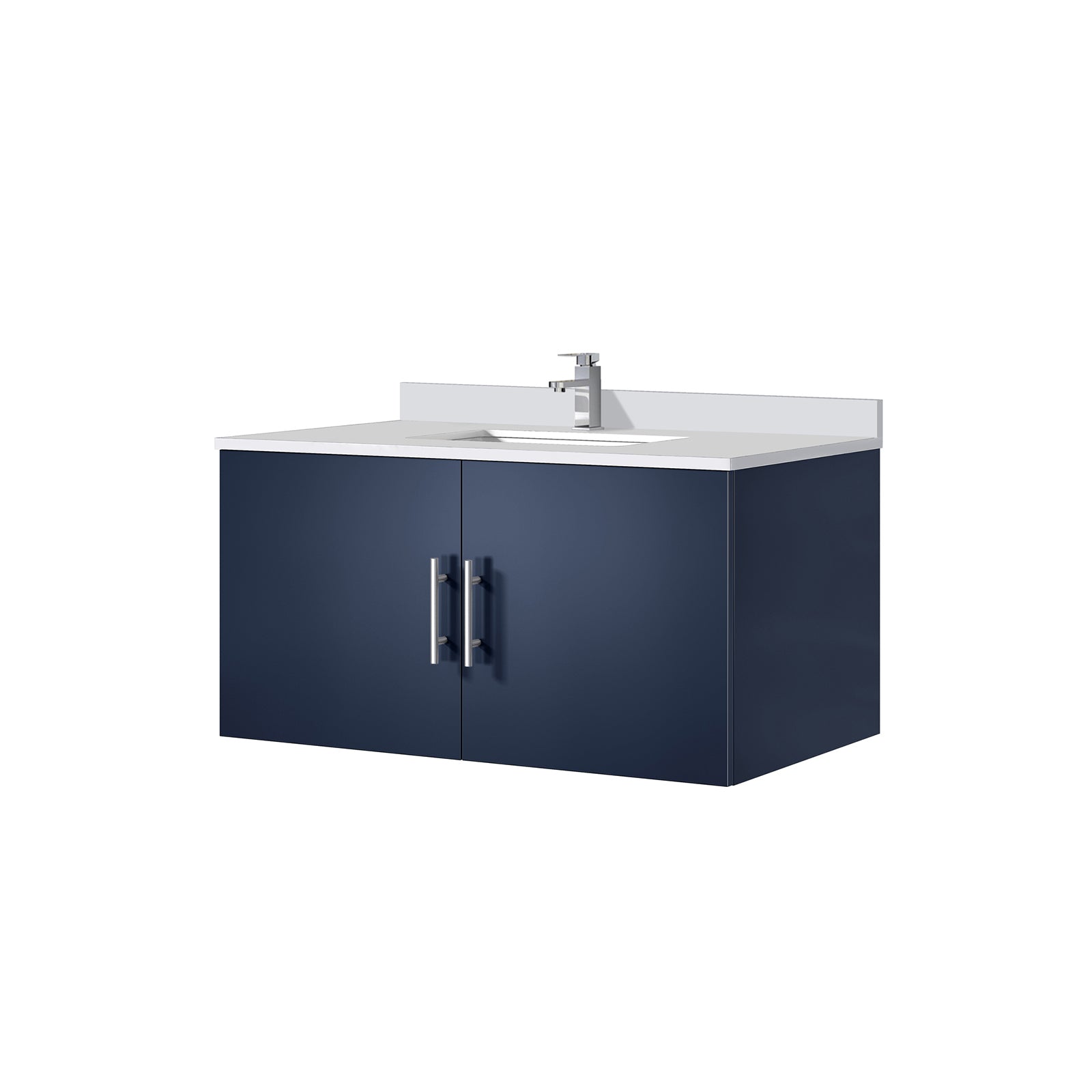 Navy Blue Bath Vanity 36 in. W x 22 in. D, Cultured Marble Top, and Faucet Set