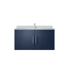 Navy Blue Bath Vanity 36 in. W x 22 in. D, White Quartz Top, and Faucet Set