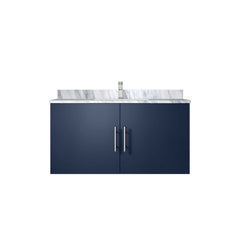 Navy Blue Bath Vanity 36 in. W x 22 in. D, Carrara Marble Top, and Faucet Set