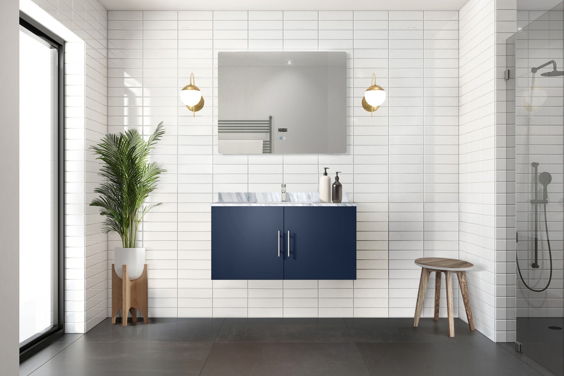 Navy Blue Bath Vanity 36 in. W x 22 in. D