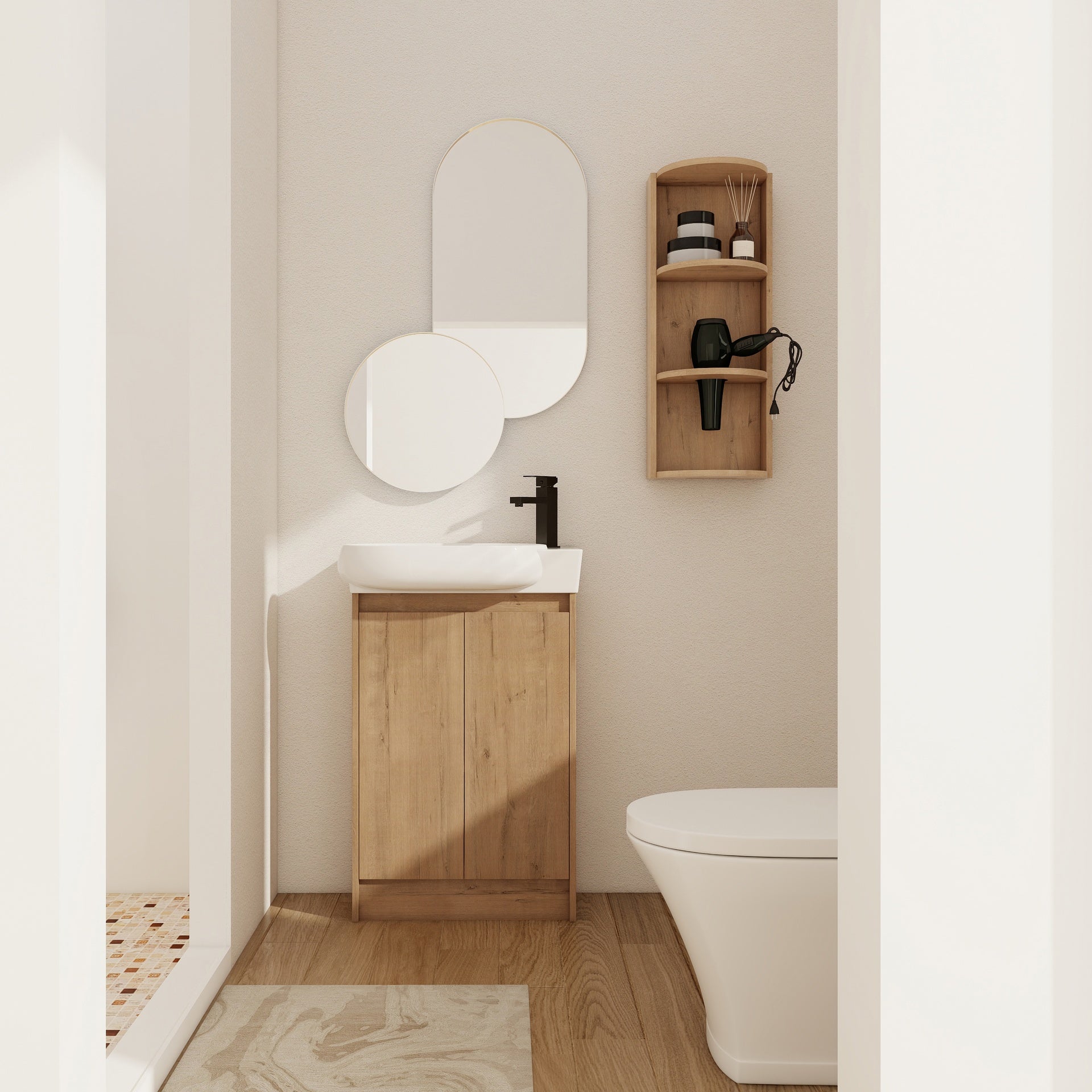 23" Freestanding Bathroom Vanity with Sink and Storage Rack, Soft Close Doors