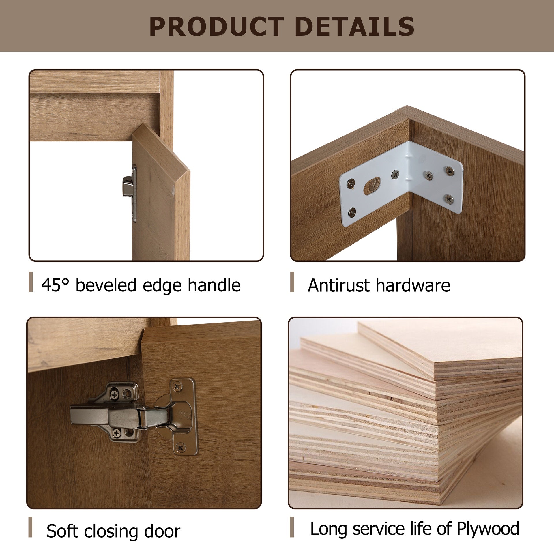 Soft Close Doors Bathroom Vanity With Sink and Storage Rack,16 Inch  For Small Bathroom