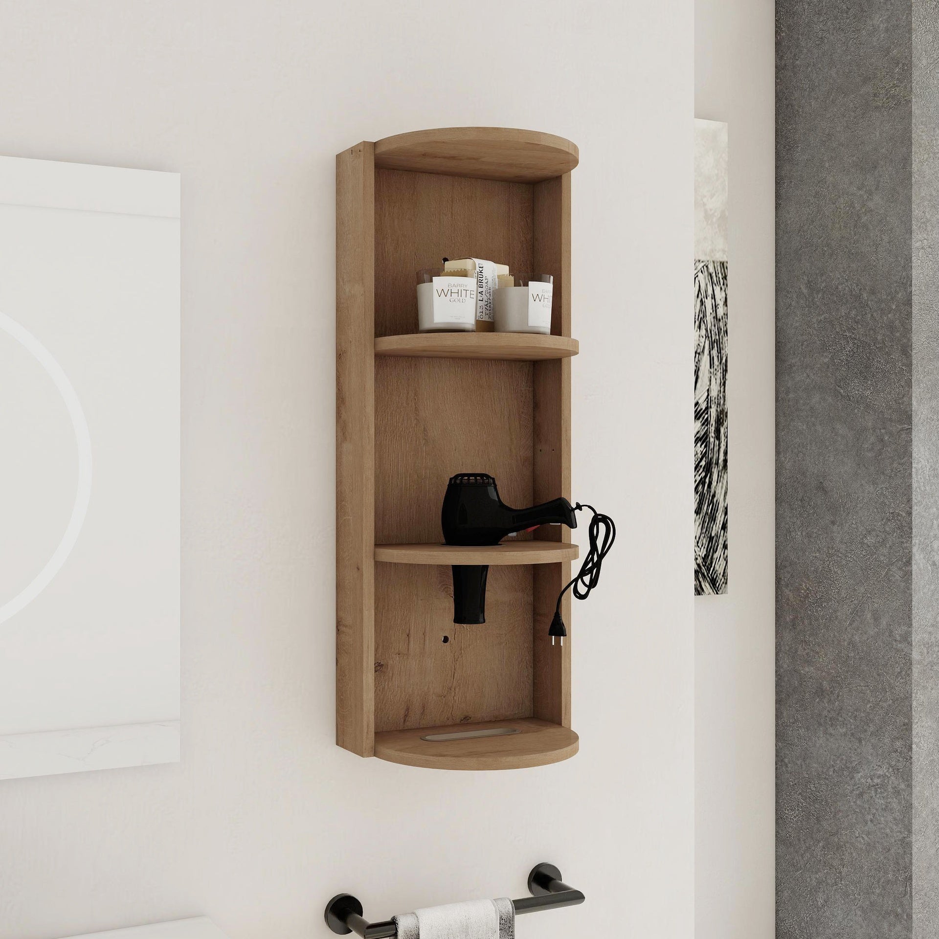 12" Bathroom Wall-Mounted Storage Rack, Float Mounting Design,(KD-Packing)