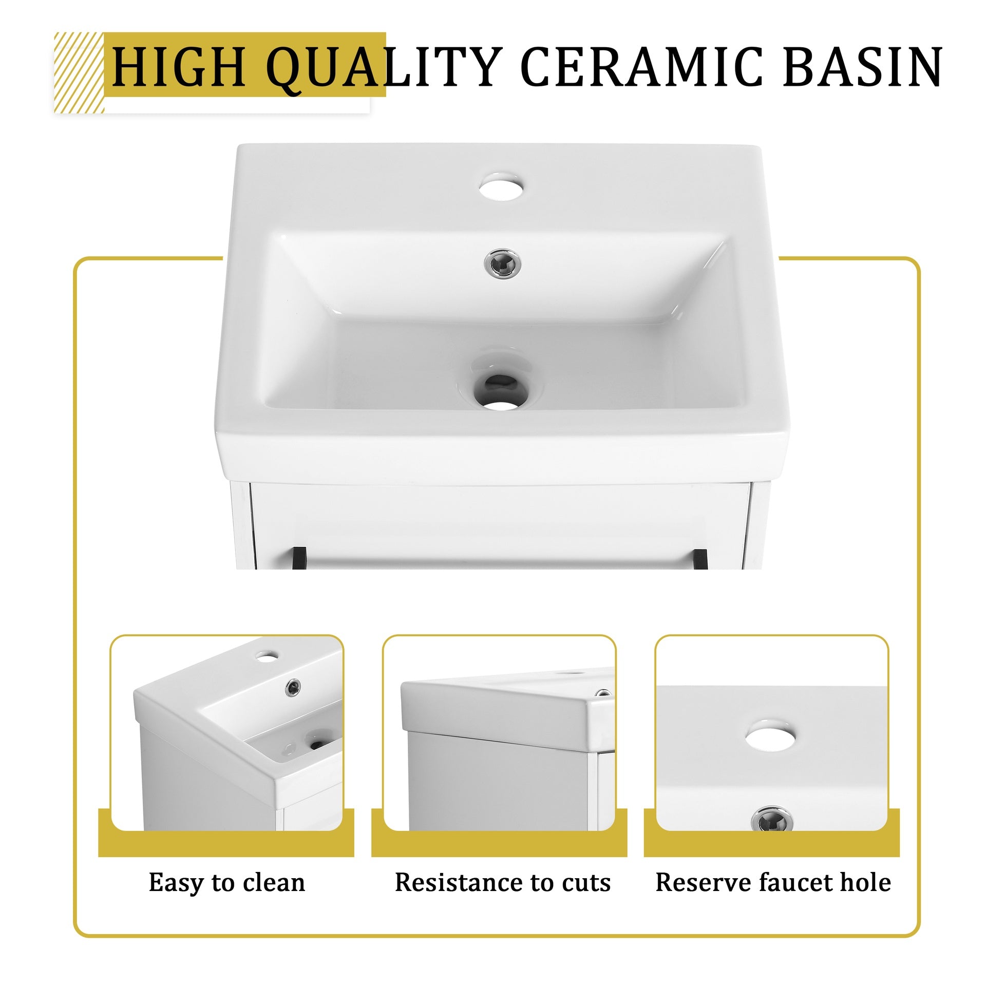 18'' Floating Wall-Mounted Bathroom Vanity with Ceramic Sink & Soft-Close Cabinet Door, For Small Bathroom
