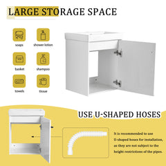 18'' Floating Wall-Mounted Bathroom Vanity with Ceramic Sink & Soft-Close Cabinet Door, For Small Bathroom