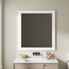 Revitalize Your Bathroom with This Exquisite 32-inch Square Matte White Mirror!